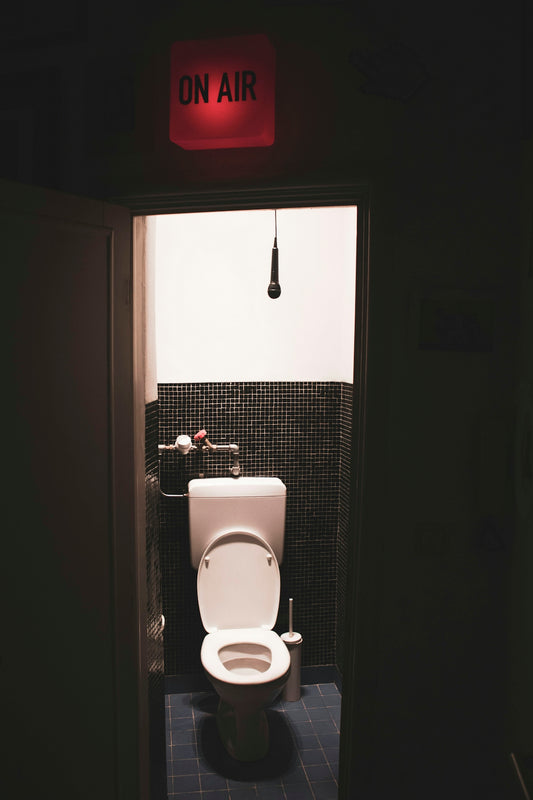 a white toilet sitting inside of a bathroom stall